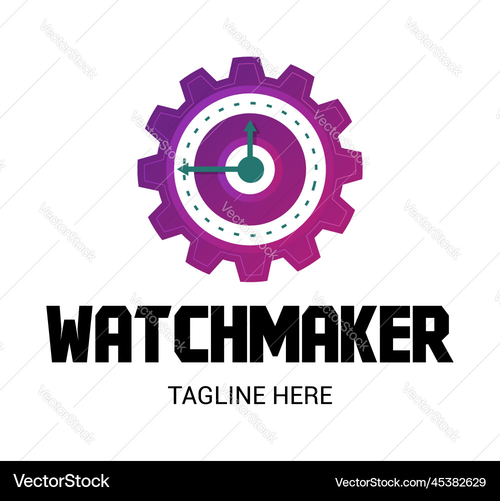 Watchmaker or clockmaker abstract logo Vector Image