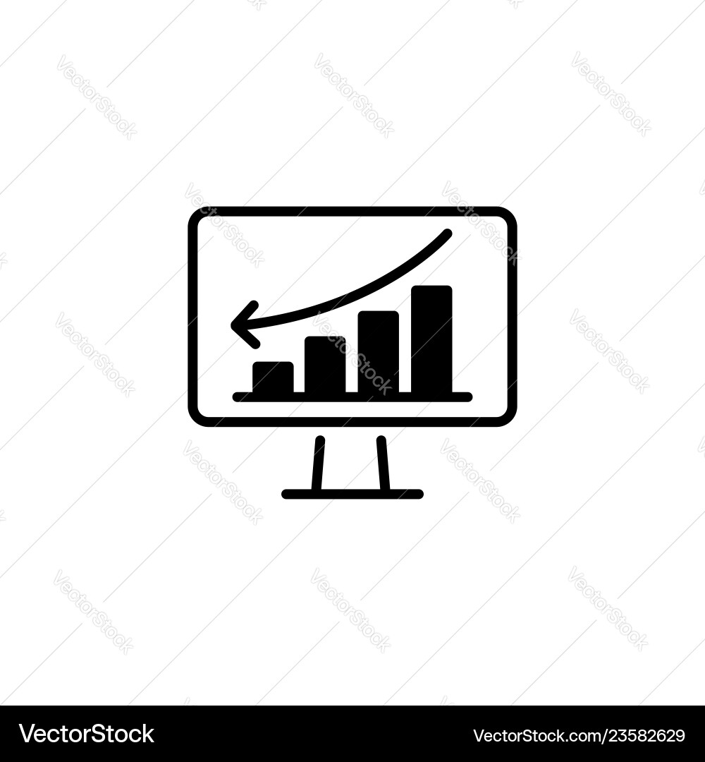 Web line icon monitor with business graph Web line icon monitor with business graph vector image