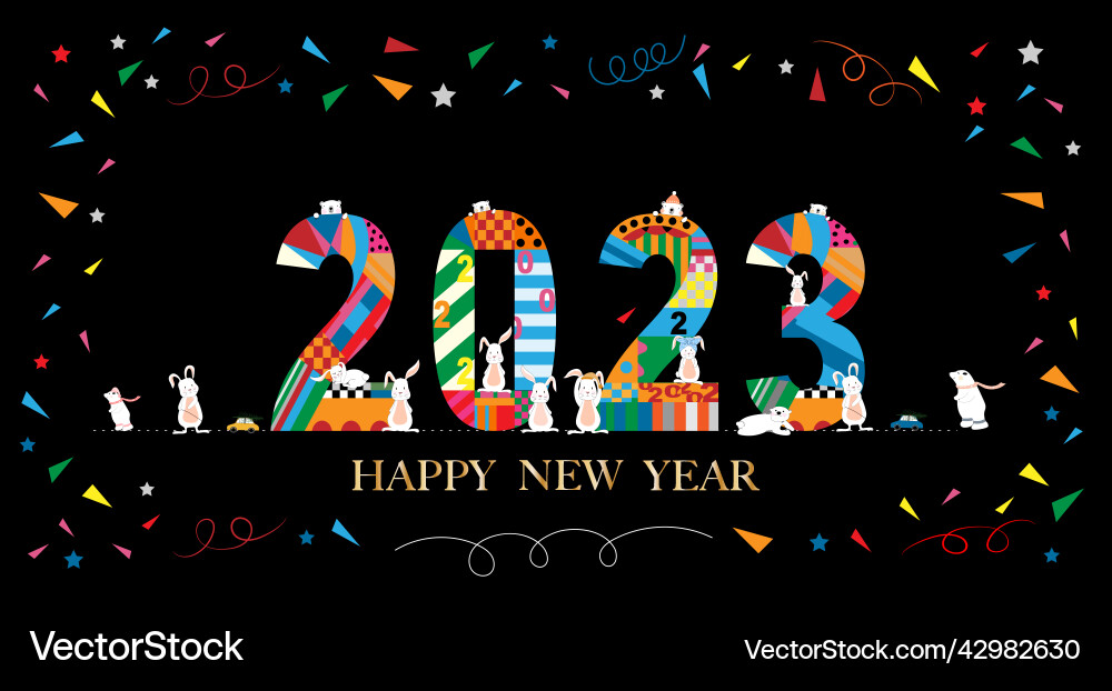 2023 Schriftart mit Kaninchen und Polar 2023 Schriftart mit Kaninchen und Polar vektorbild