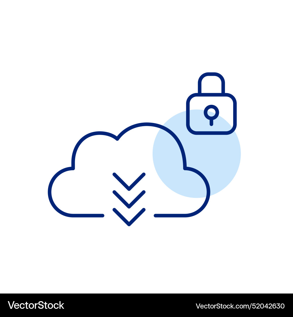 A cloud with arrows pointing down and lock A cloud with arrows pointing down and lock vector image