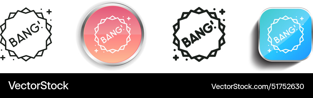 Bang icon thin linear regular and button style Bang icon thin linear regular and button style Vector Image