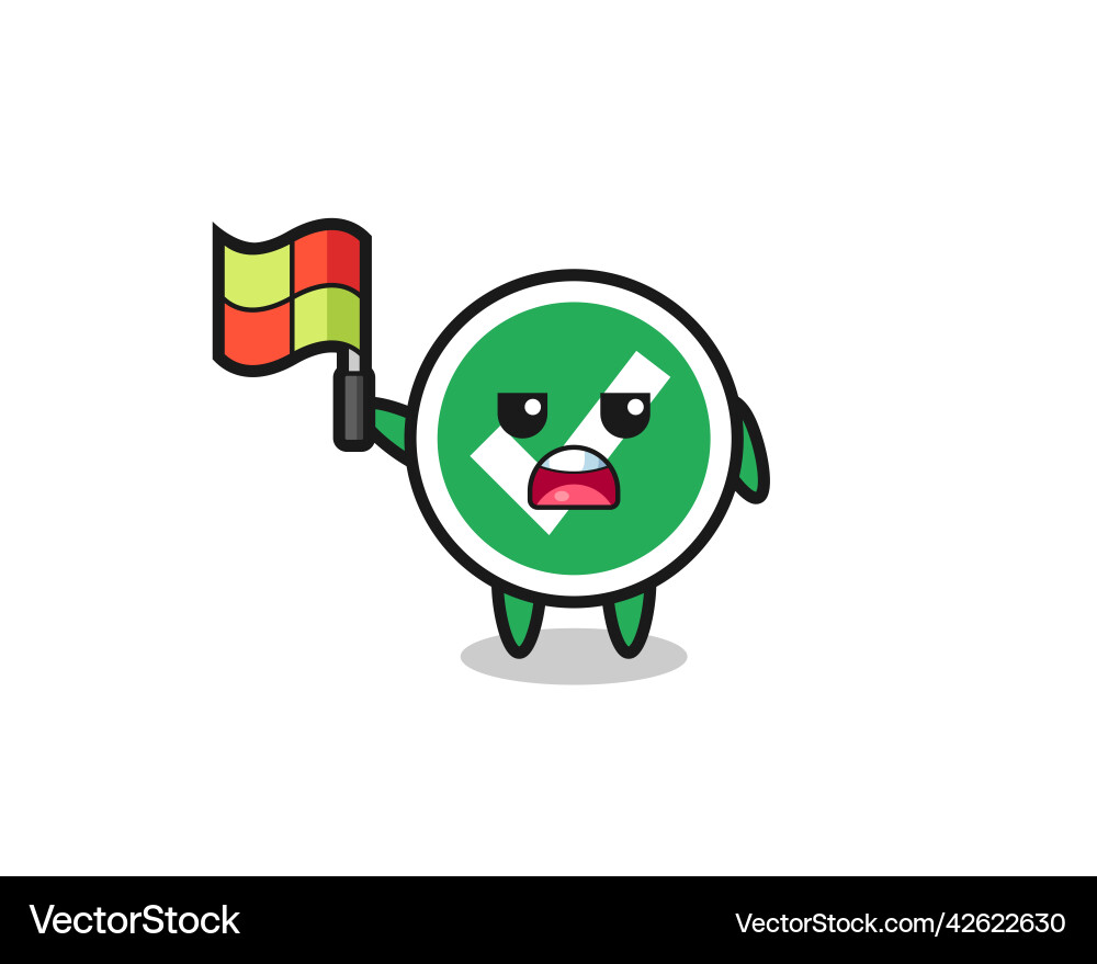 Check mark character as line judge putting vector image
