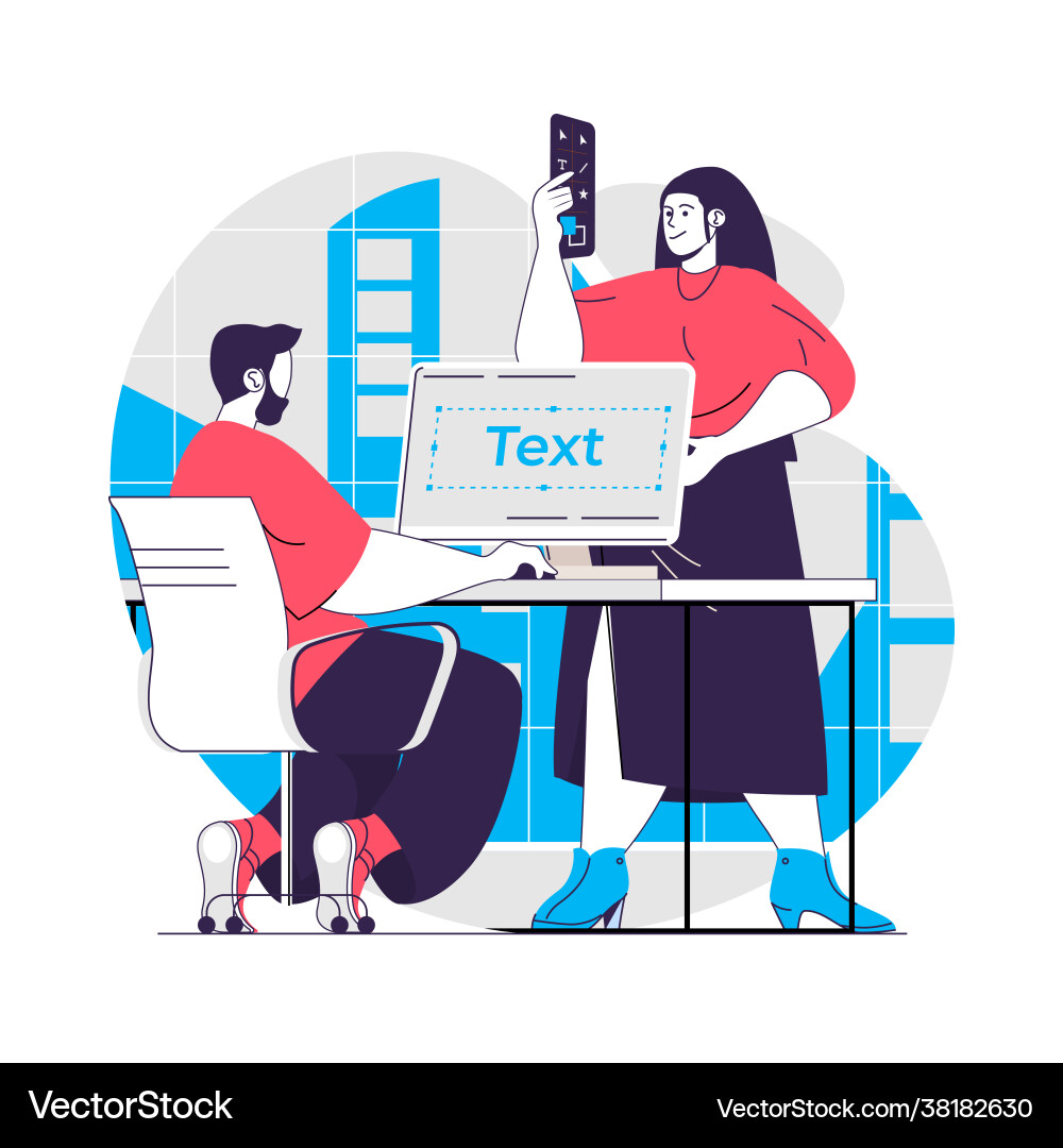 Design agency web concept team develops graphics Design agency web concept team develops graphics vector image