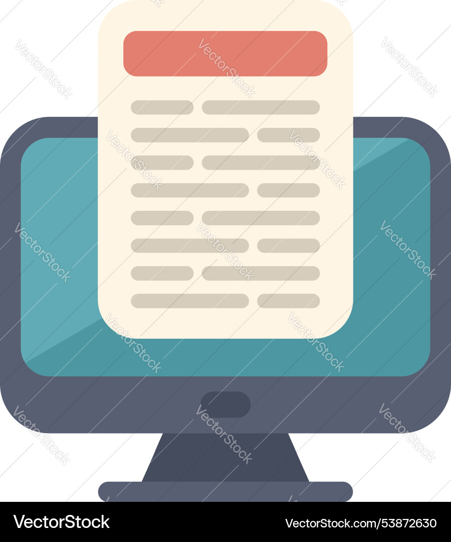 Desktop computer displaying important document Vector Image