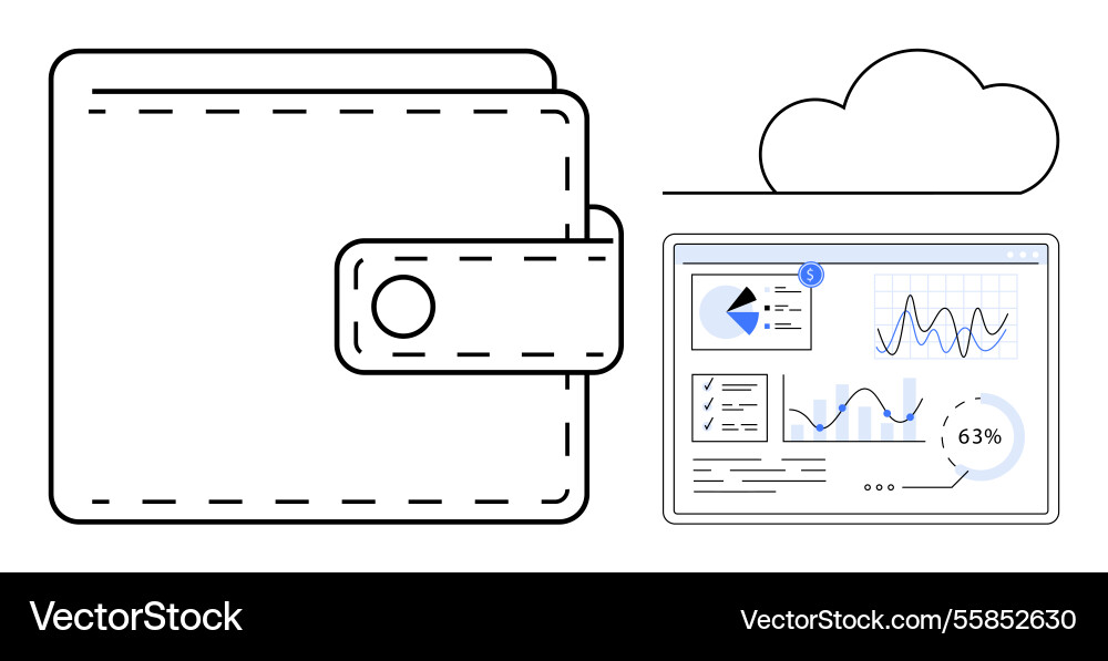 Digital wallet connecting to cloud with real-time Digital wallet connecting to cloud with real-time vector image