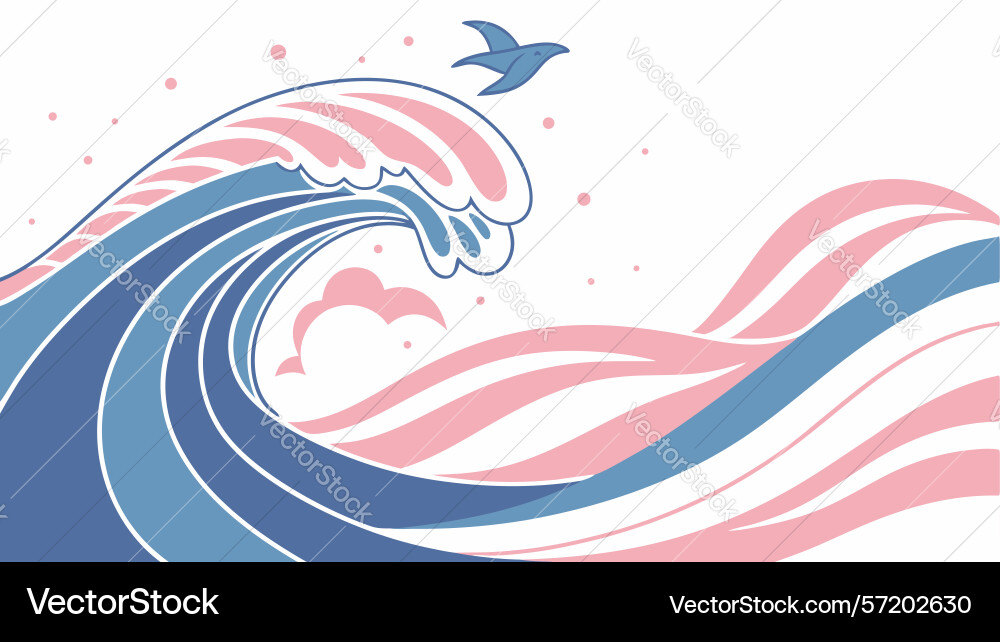 Dynamic dolphin over crashing abstract wave vector image
