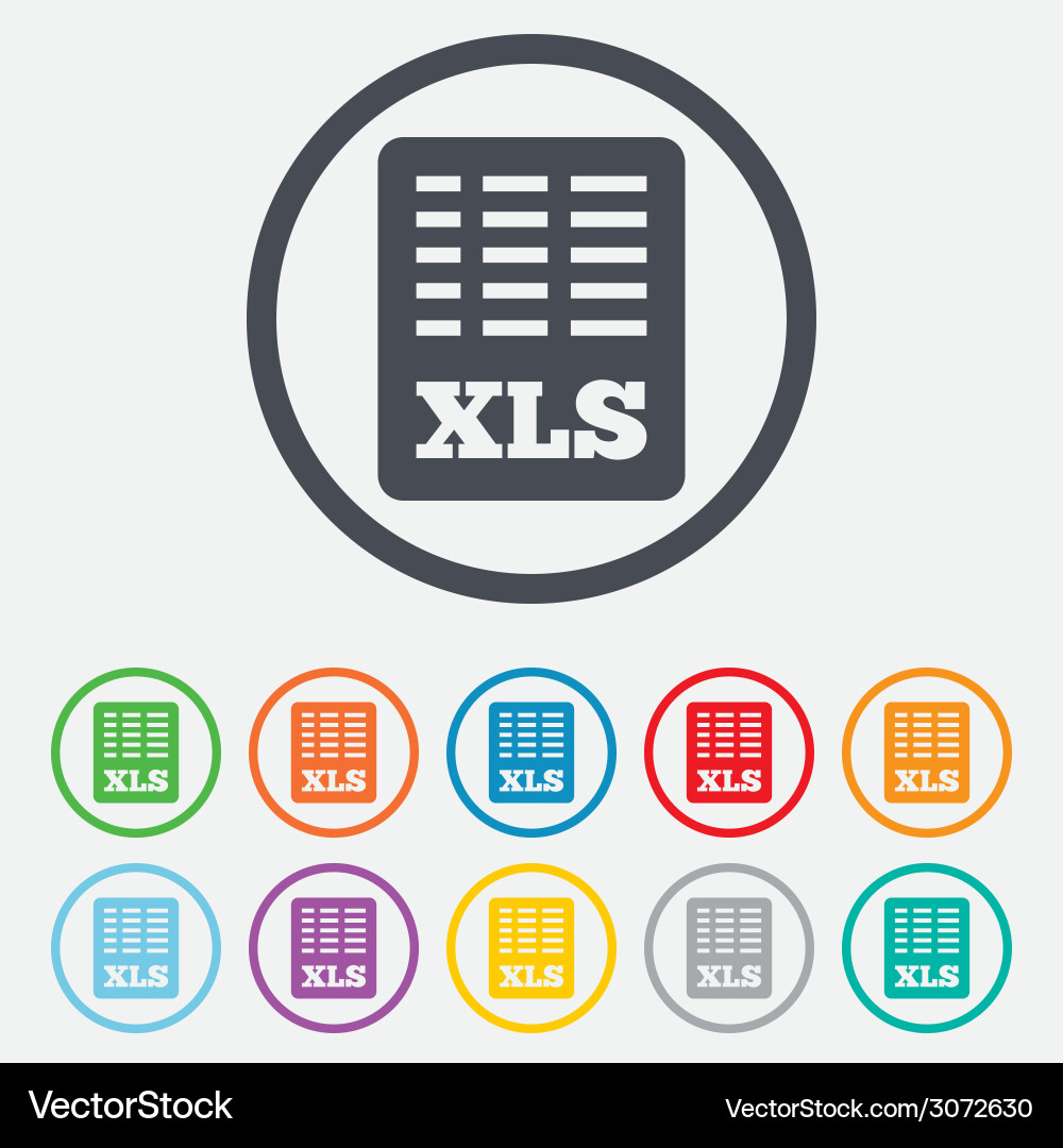 Excel file document icon download xls button Vector Image