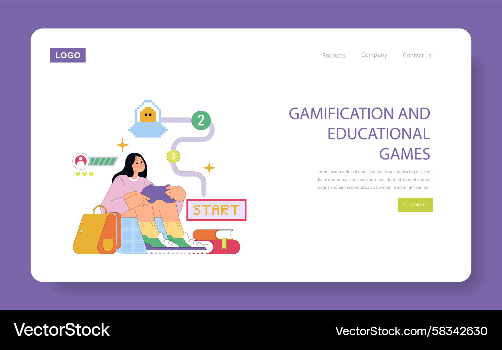 Gamified Learning Web Interface Vector Image