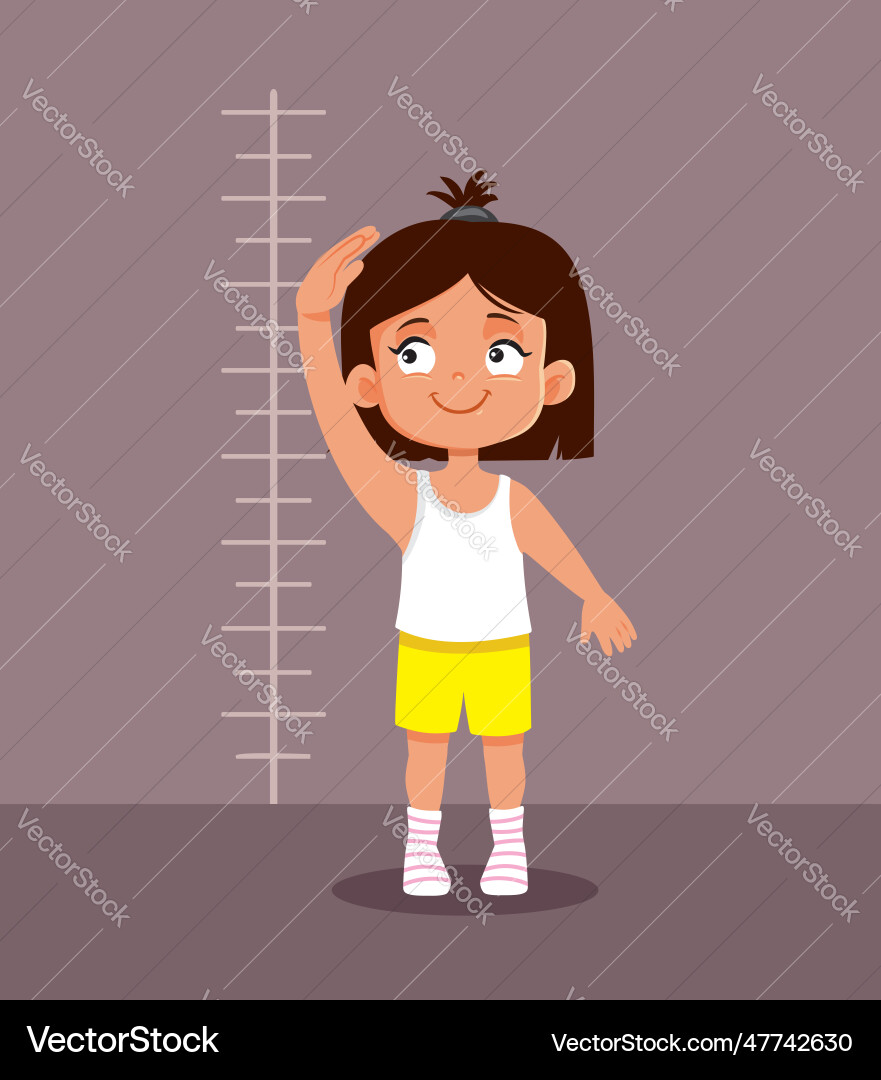 Girl measuring her height in healthy development Girl measuring her height in healthy development vector image