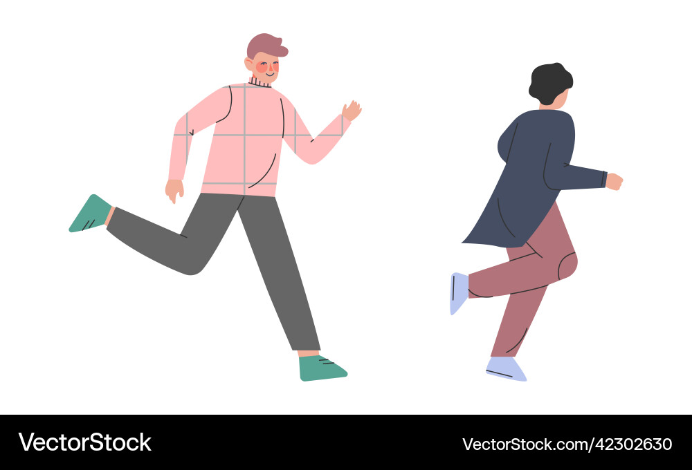 Man character running in a hurry and hasten Man character running in a hurry and hasten Vector Image
