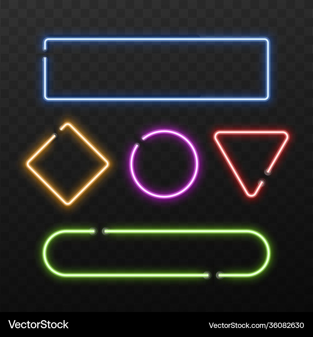 Neon frames set isolated on transparent Neon frames set isolated on transparent vector image