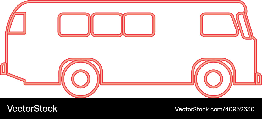 Neon retro bus red color image flat style Vector Image