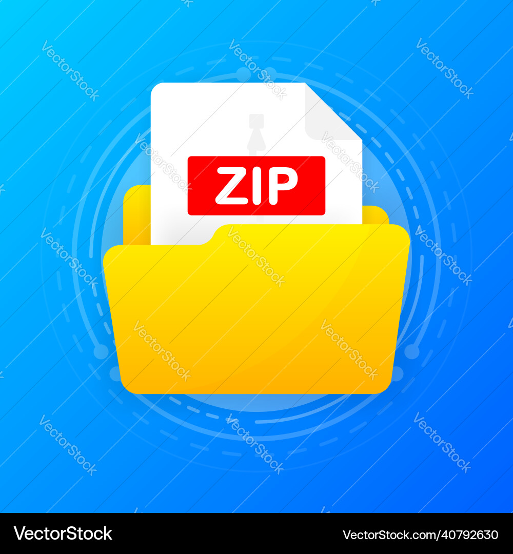 Open folder icon with zip file inside Open folder icon with zip file inside Vector Image