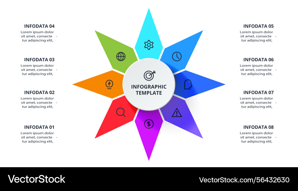 Process chart elements of graph diagram with 8 Process chart elements of graph diagram with 8 vector image