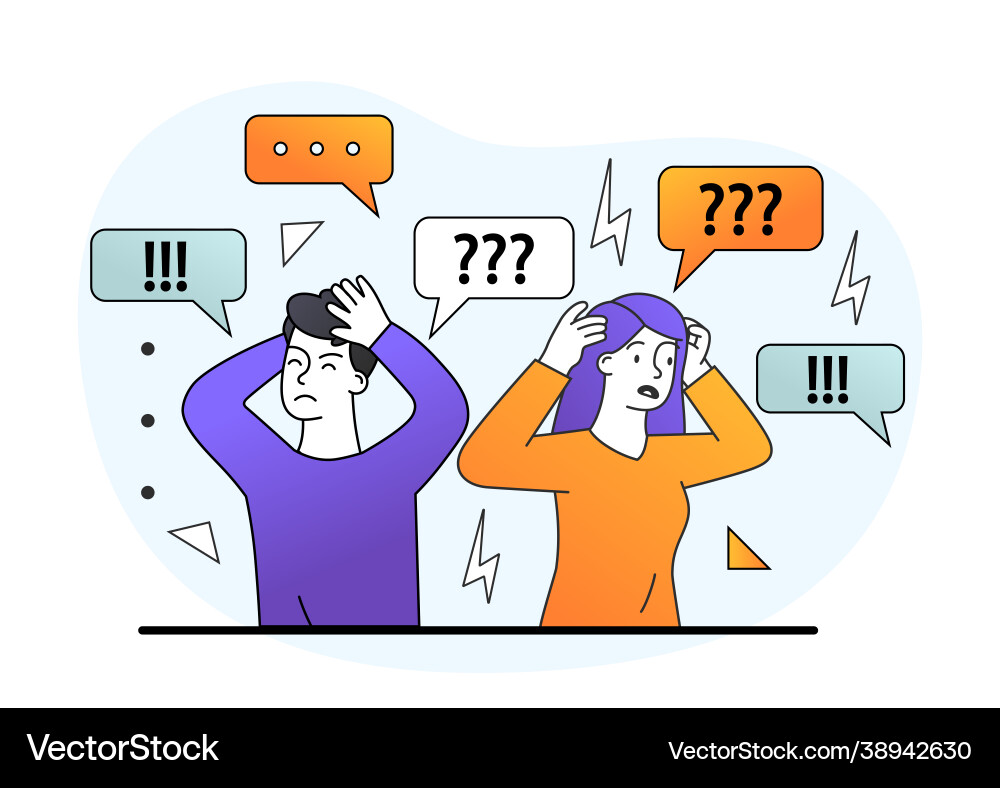 Sad young male and female characters are covering Sad young male and female characters are covering vector image