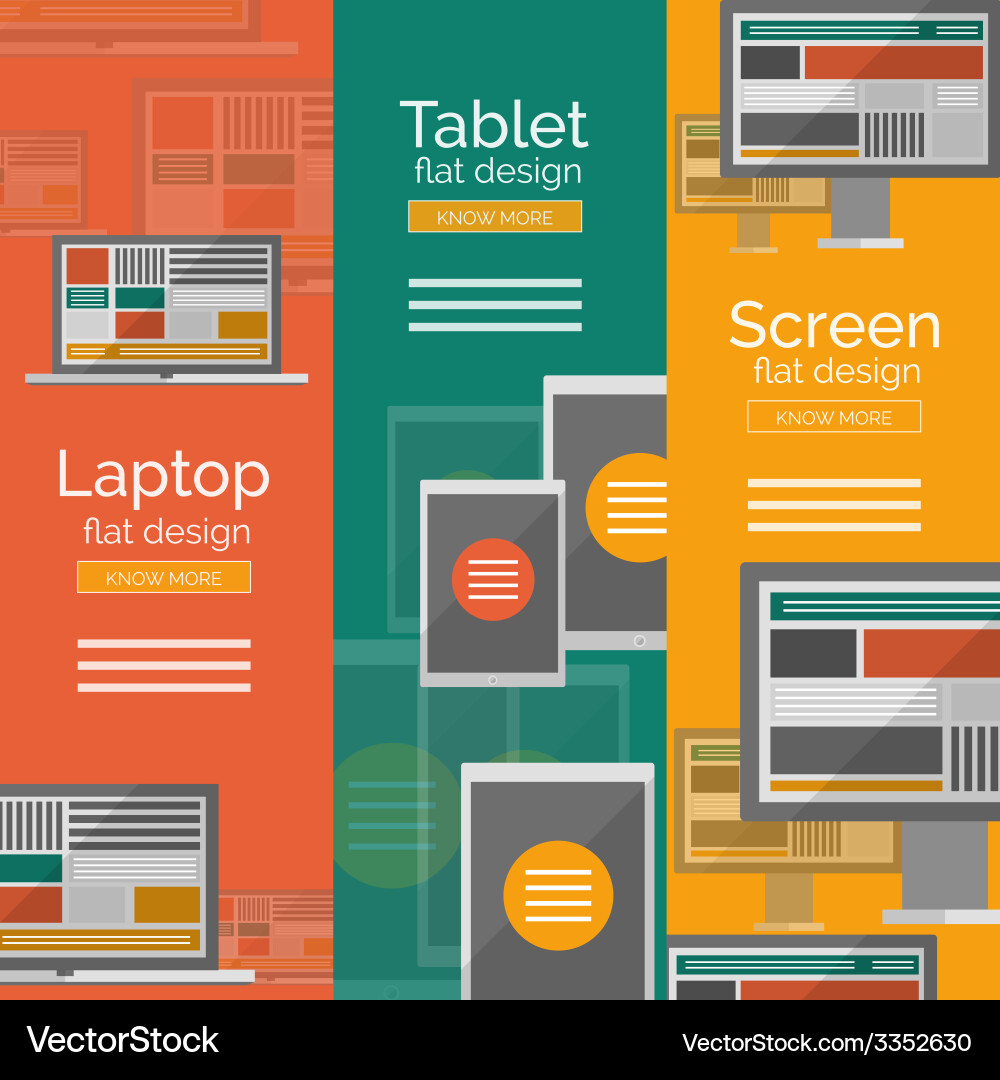 Set of flat design screen concepts Vector Image
