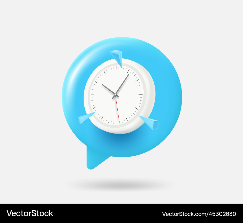 Speech cloud with clock 3d isolated Speech cloud with clock 3d isolated vector image