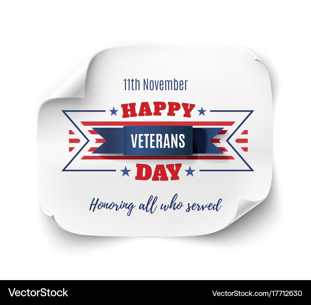 Veterans Day Paper Banner Vector Image