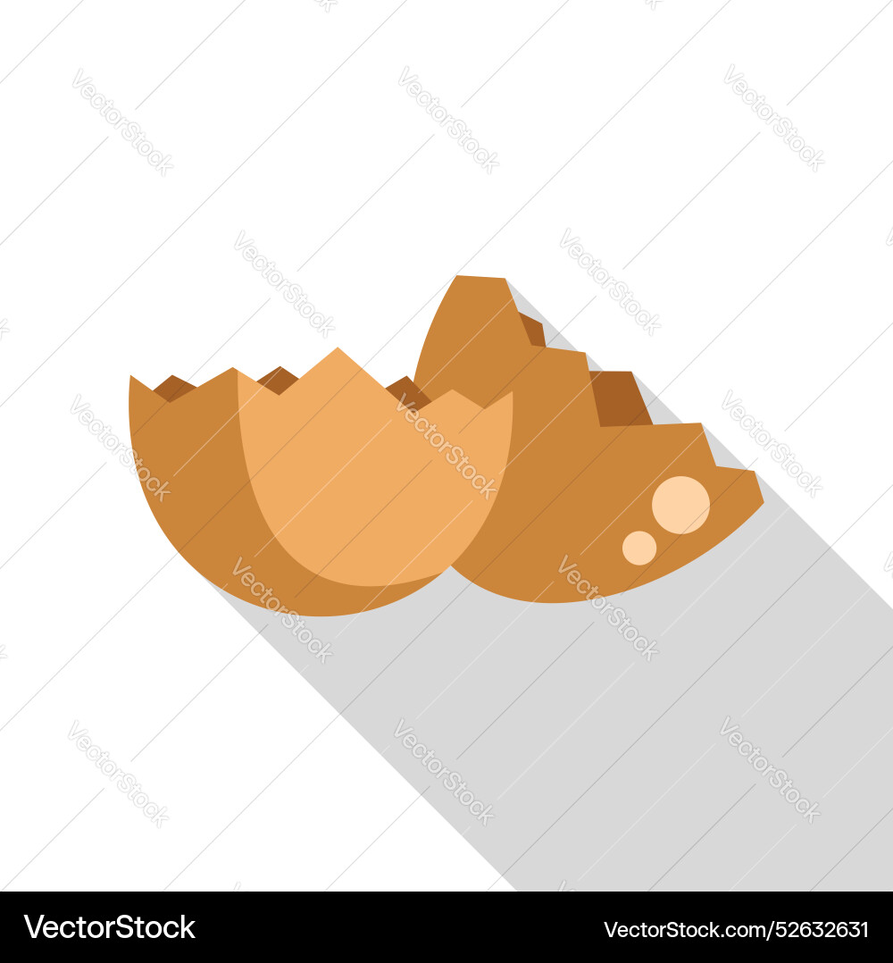 Broken empty eggshell throwing long shadow Broken empty eggshell throwing long shadow vector image