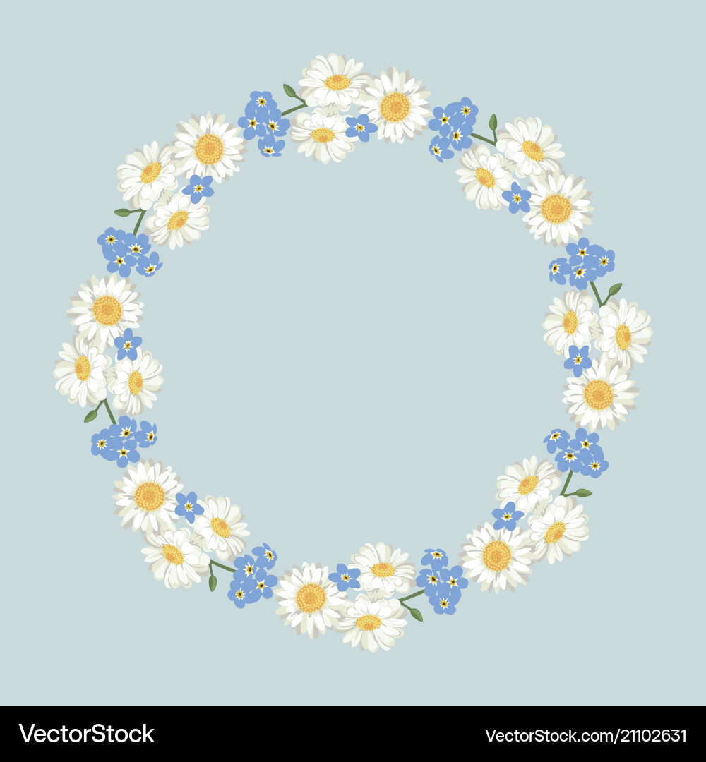 Chamomile & Forget-Me-Not Floral Pattern vector image