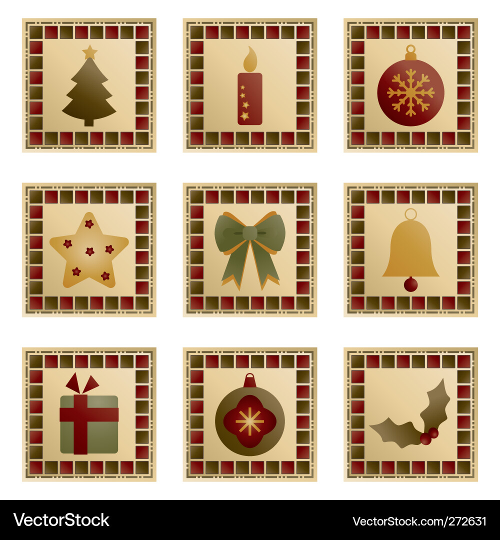 Christmas Square Decorations Vector Image