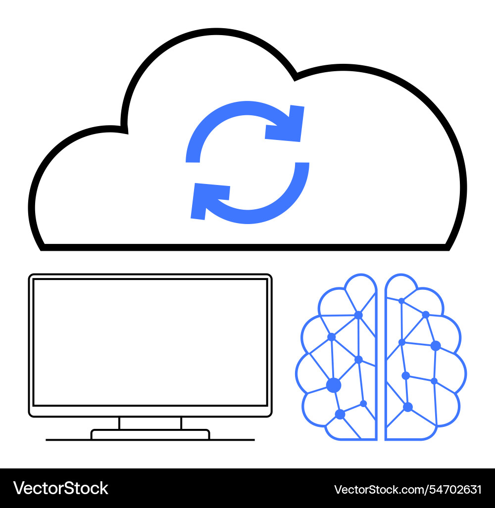 Cloud computing artificial intelligence and data Cloud computing artificial intelligence and data vector image