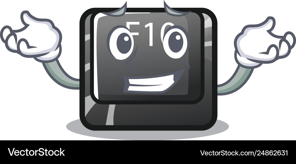 Grinning button f10 on a keyboard character vector image
