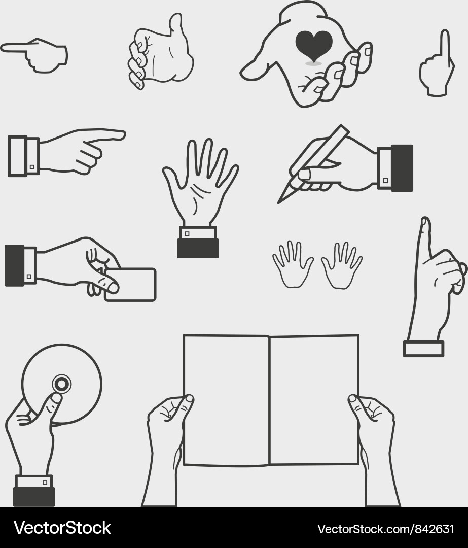 Hand Gestures & Object Holding Royalty Free Vector Image