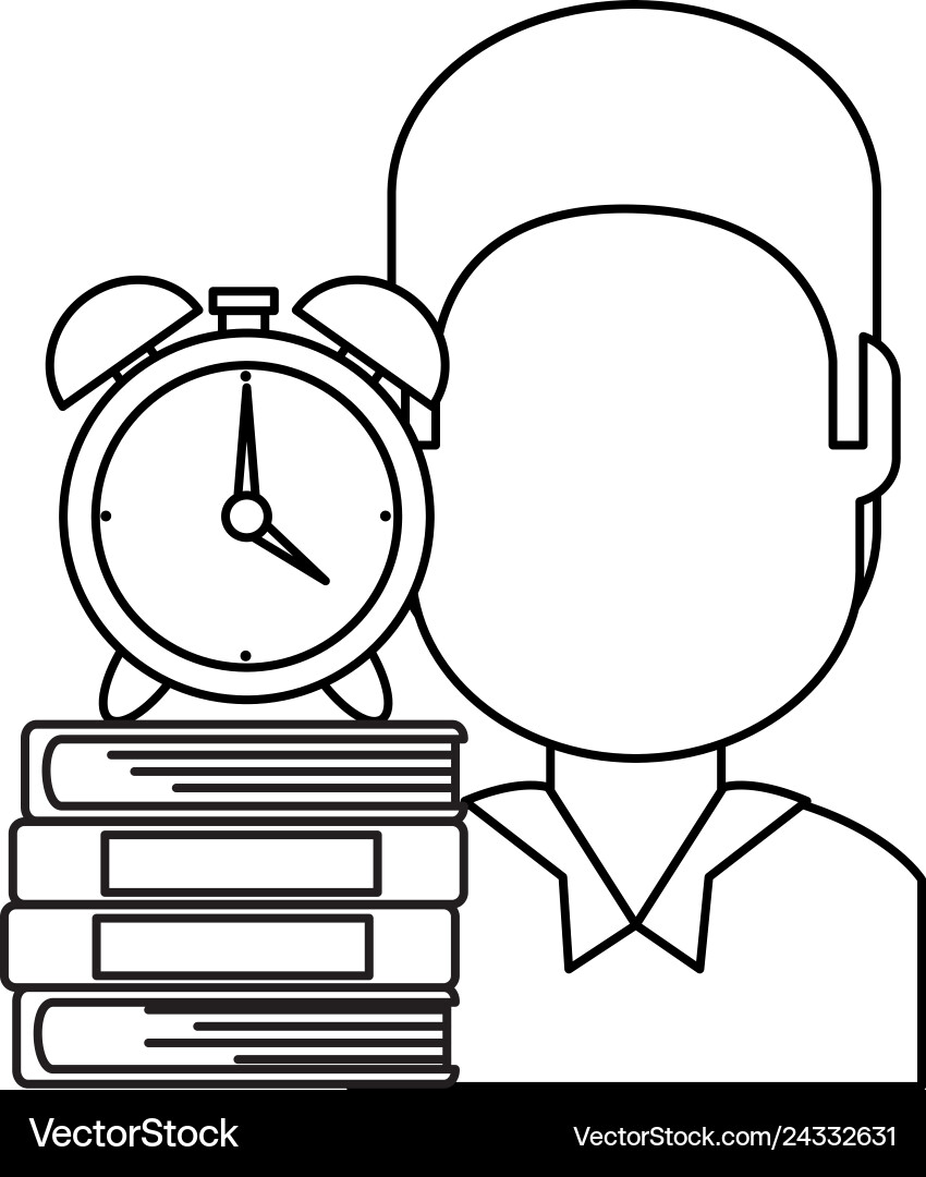 Man with text books and alarm clock Man with text books and alarm clock vector image