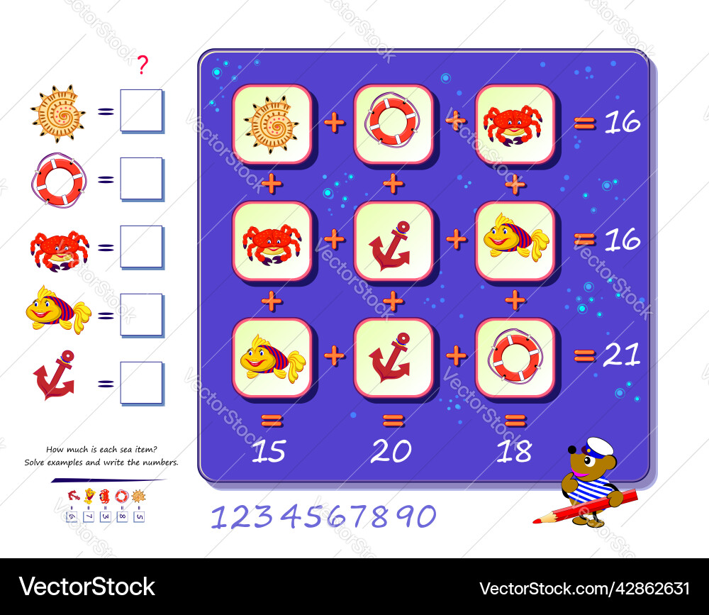Mathematical logic puzzle game for smartest how Mathematical logic puzzle game for smartest how vector image