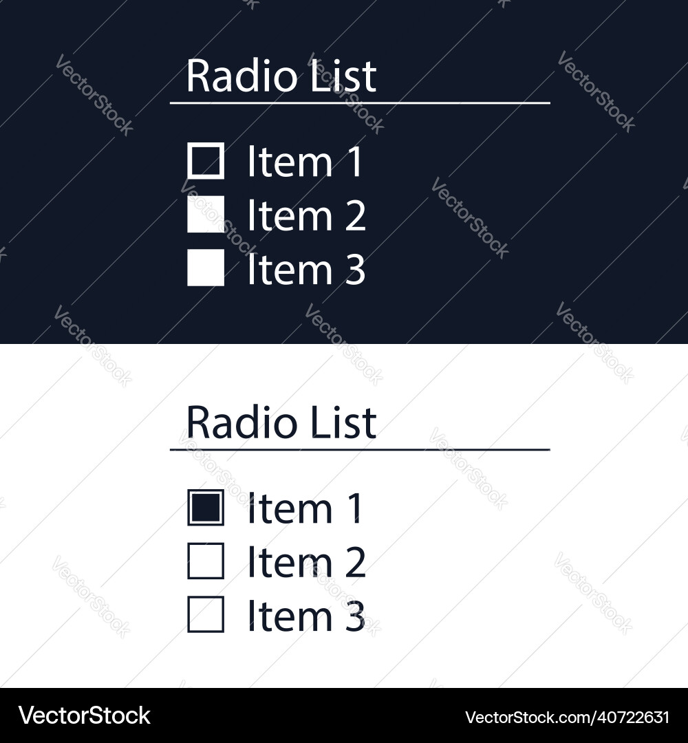 Radioliste ist ein HTML-Element der Website Radioliste ist ein HTML-Element der Website vektorbild