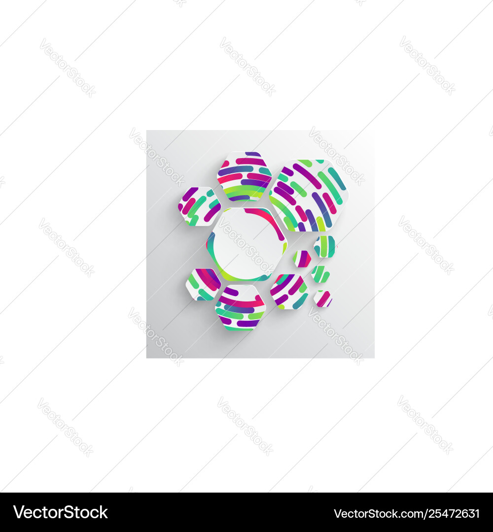 Rounded shape with shadow and colorful circle Rounded shape with shadow and colorful circle vector image