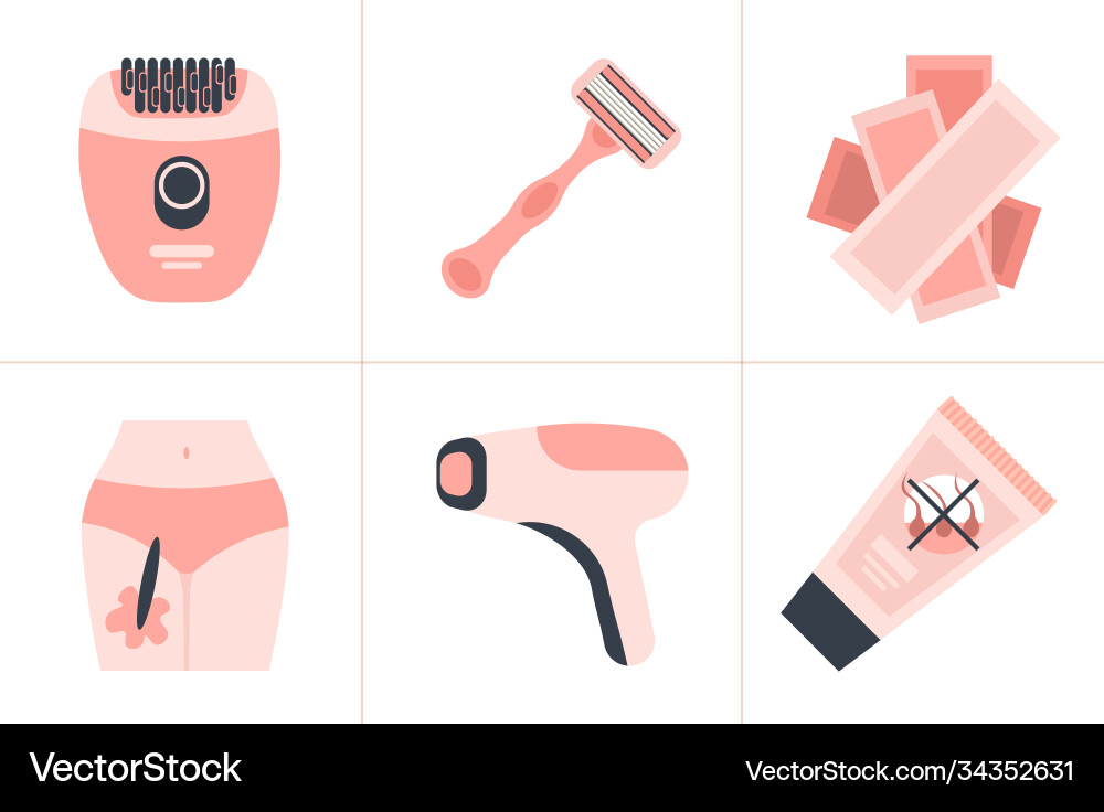 Set shaving razor lazer epilator wax strips Set shaving razor lazer epilator wax strips vector image