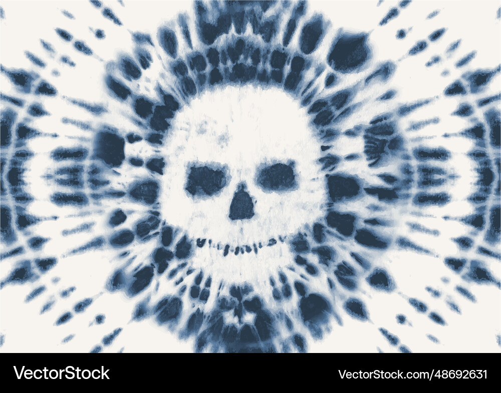Tie dye shibori skulls pattern skull watercolour Vector Image