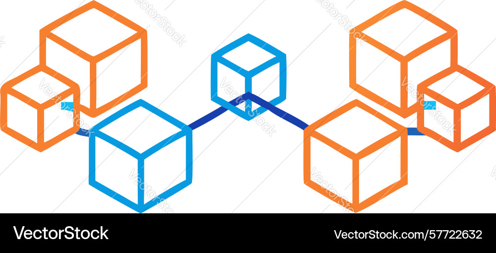 Abstract geometric linked cubes blockchain vector image