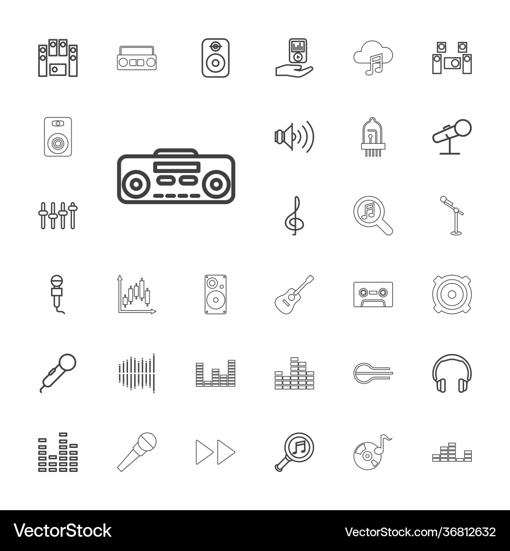 Audio icons Royalty Free Vector Image - VectorStock