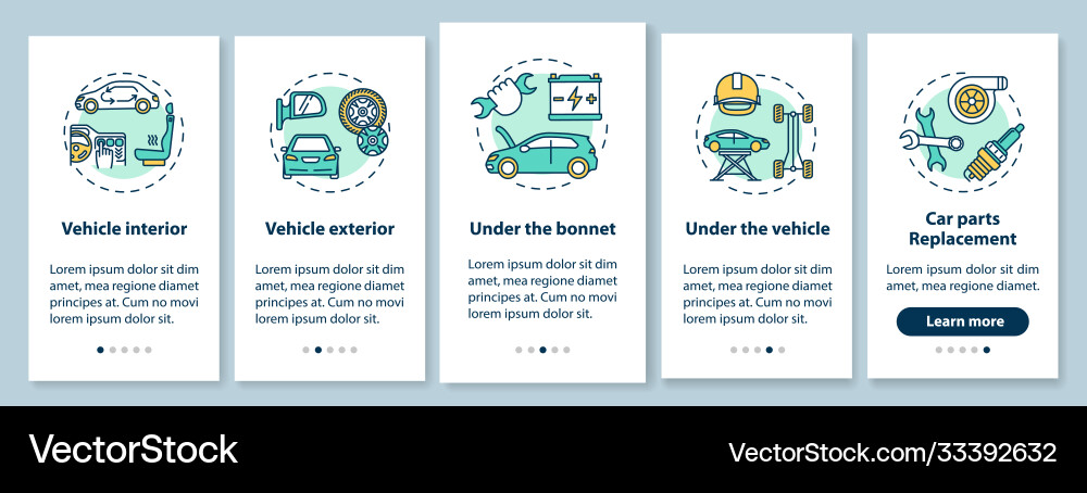 Car service types onboarding mobile app page Vector Image