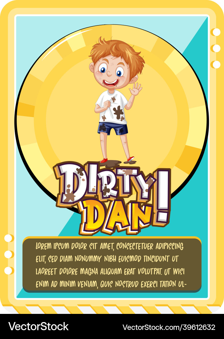 Character game card template with word dirty dan Character game card template with word dirty dan vector image