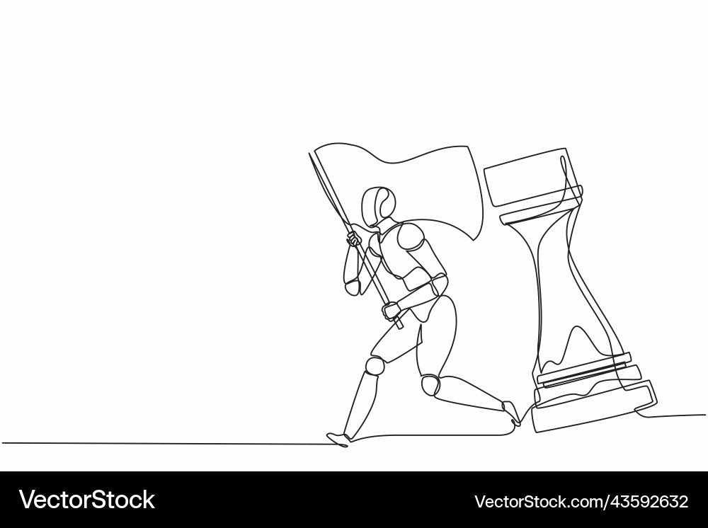 Continuous one line drawing robots running Continuous one line drawing robots running vector image