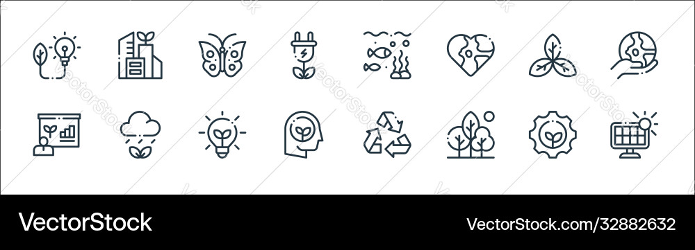Ecology line icons linear set quality Ecology line icons linear set quality Vector Image