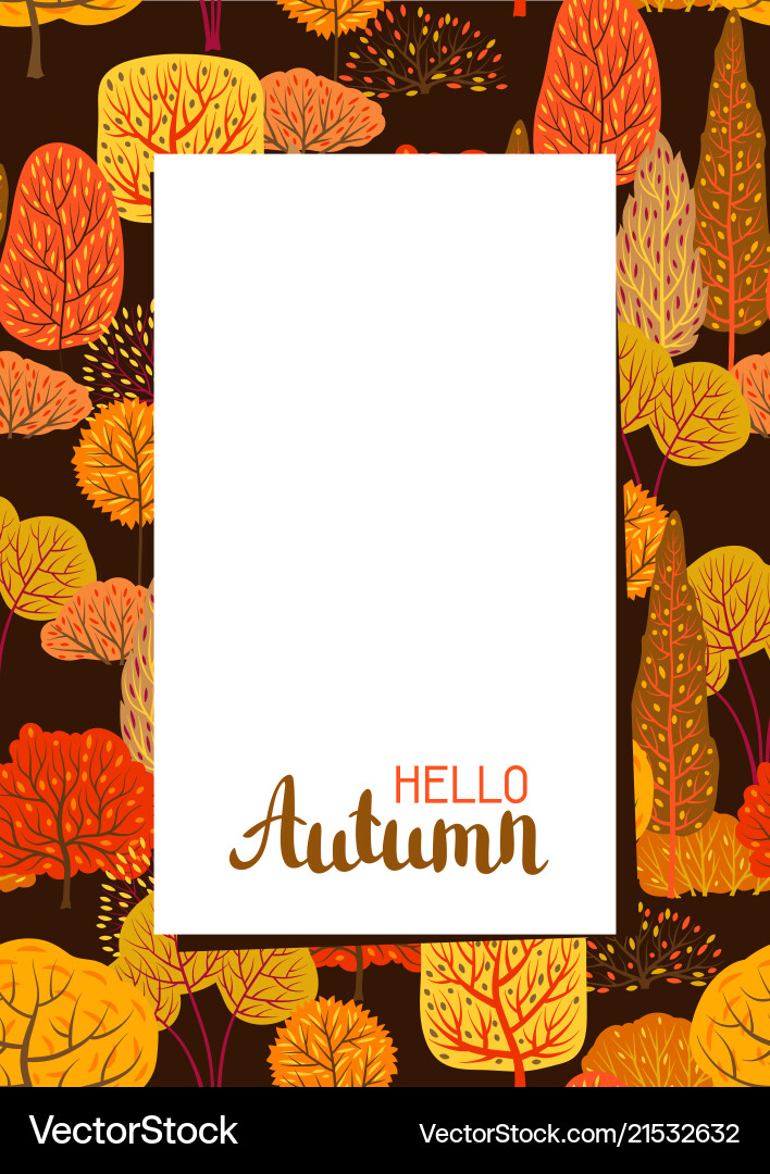 Frame with autumn stylized trees Frame with autumn stylized trees vector image