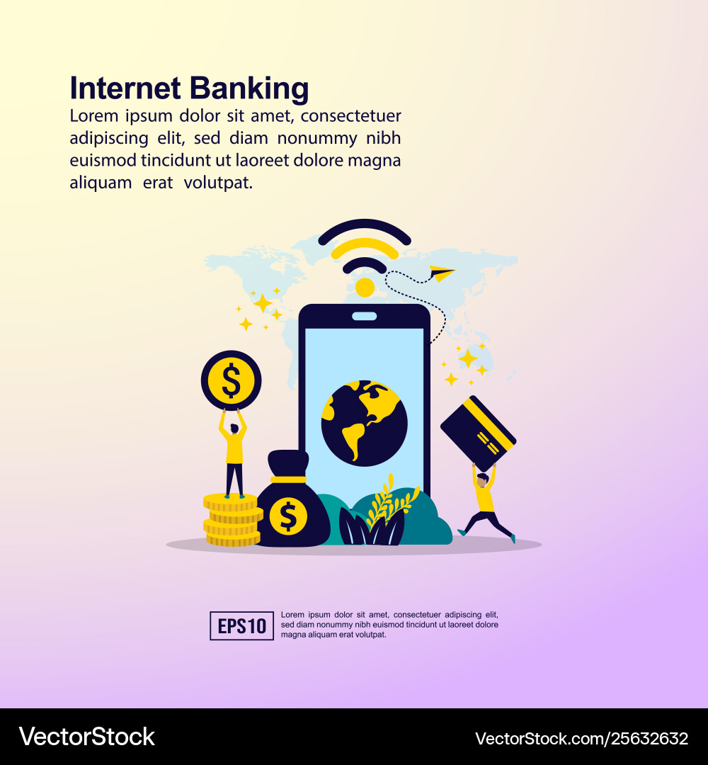 Internet banking concept with character template Vector Image