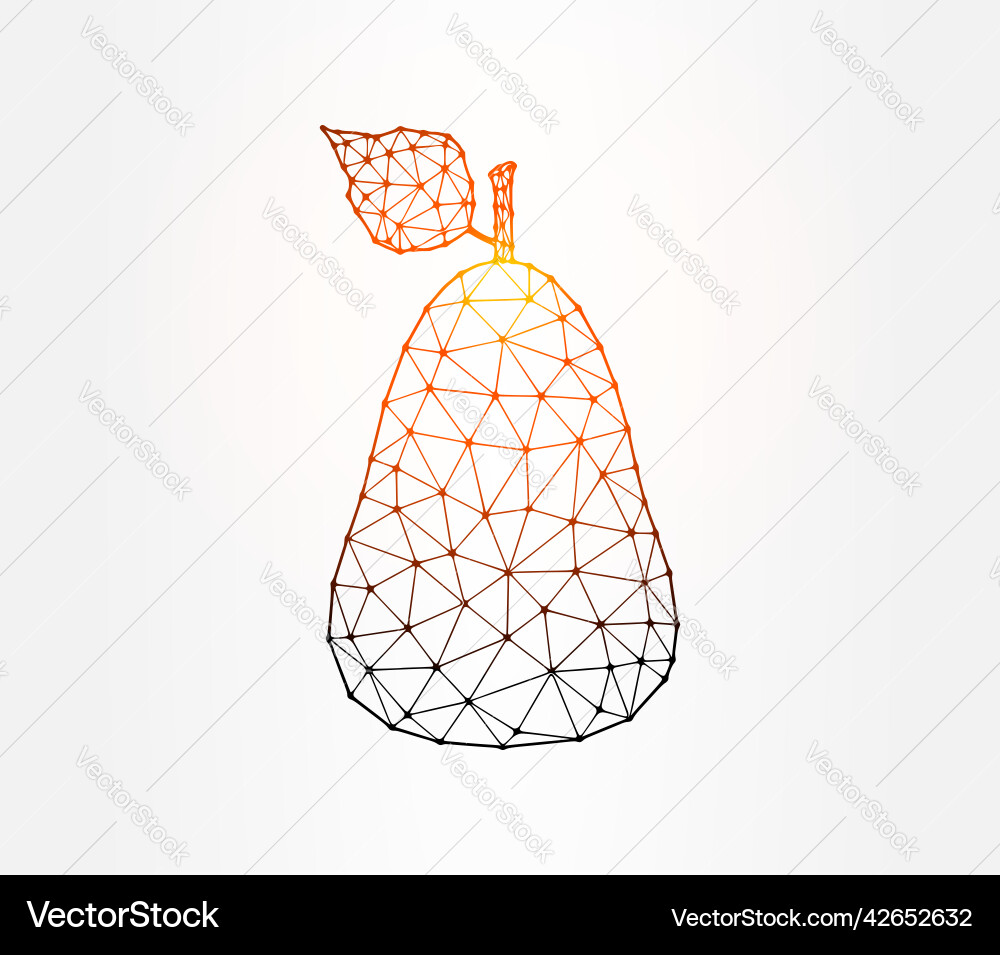 Pear low poly on white background Vector Image