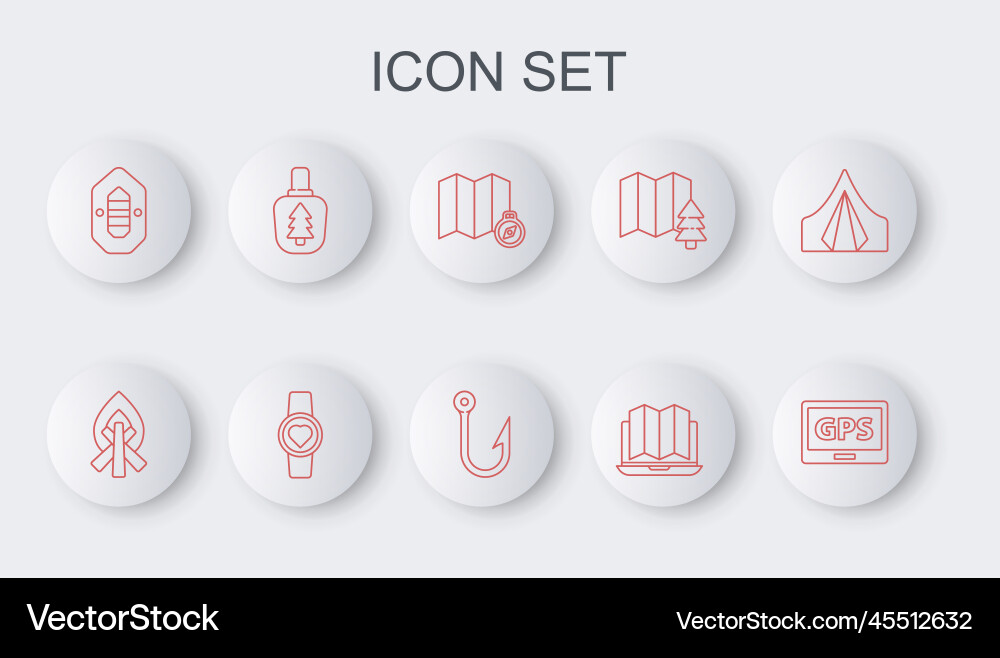 Set line gps device with map campfire location Vector Image