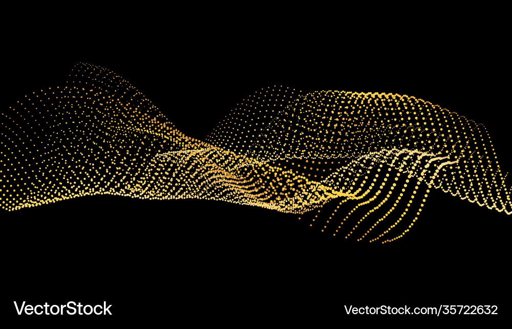 Sound wave from node gold interface big data flow Sound wave from node gold interface big data flow vector image
