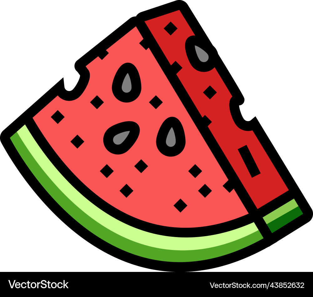 Watermelon slice triangular color icon Vector Image