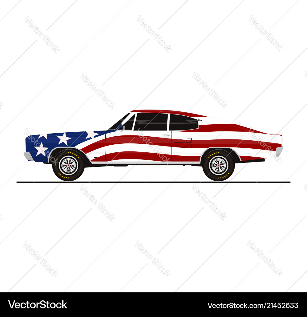 American Muscle Car Sticker Vector Image