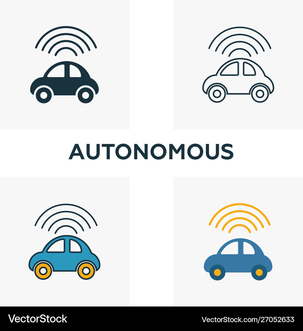 Autonomous icon set four elements in different Autonomous icon set four elements in different vector image