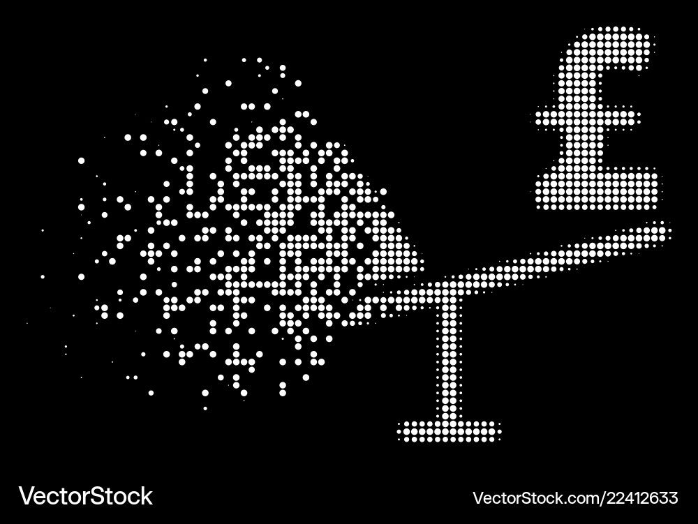 Bright fractured pixel halftone market pound price Bright fractured pixel halftone market pound price vector image