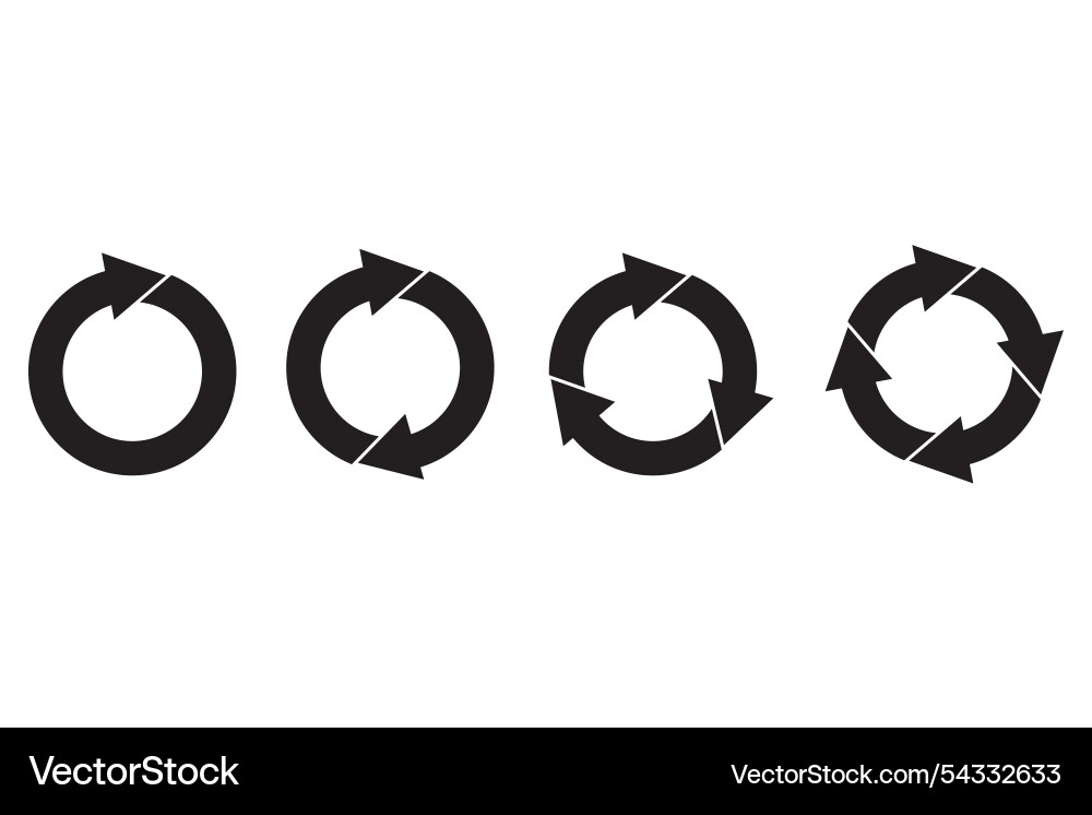 Circular process set rotating arrow icons black Vector Image